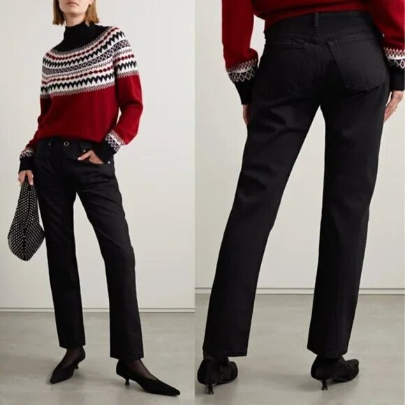 💕KHAITE💕 The Kyle Low Rise Straight Leg Jeans ~ Wilcox Faded Black 28 NWT - Picture 2 of 16